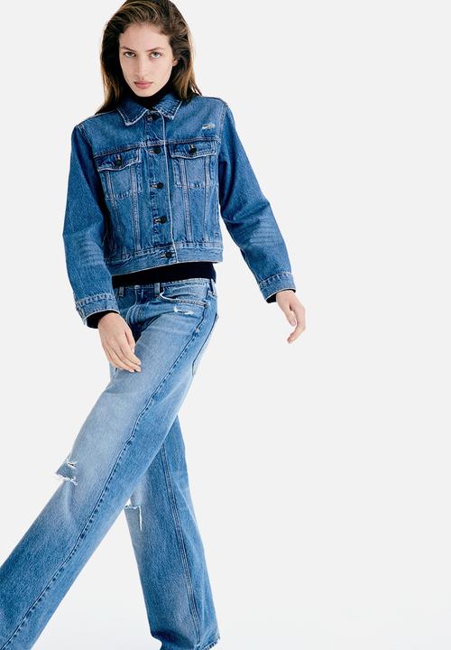 H&M - Wide high waist jeans - denim blue