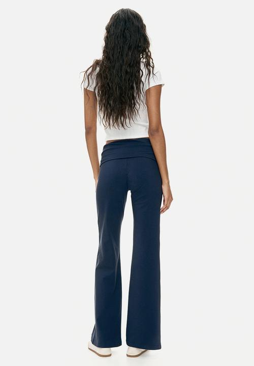 H&M - Foldover-waist cotton trousers - navy blue