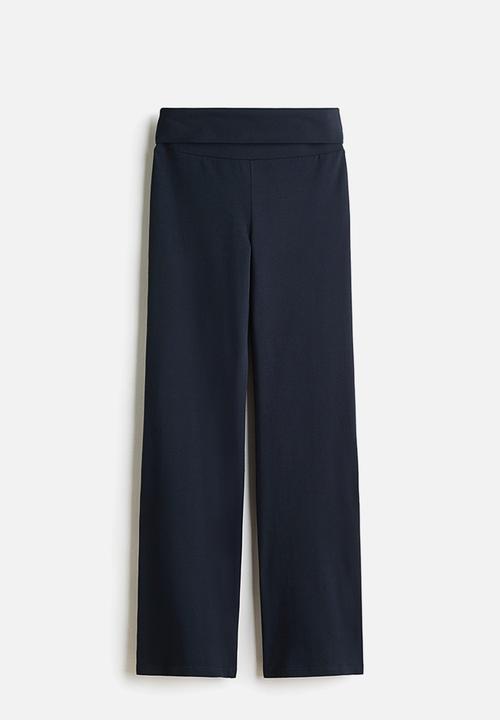 H&M - Foldover-waist cotton trousers - navy blue