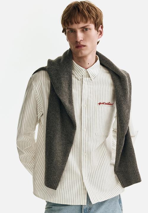H&M - Loose fit oxford shirt - white/striped