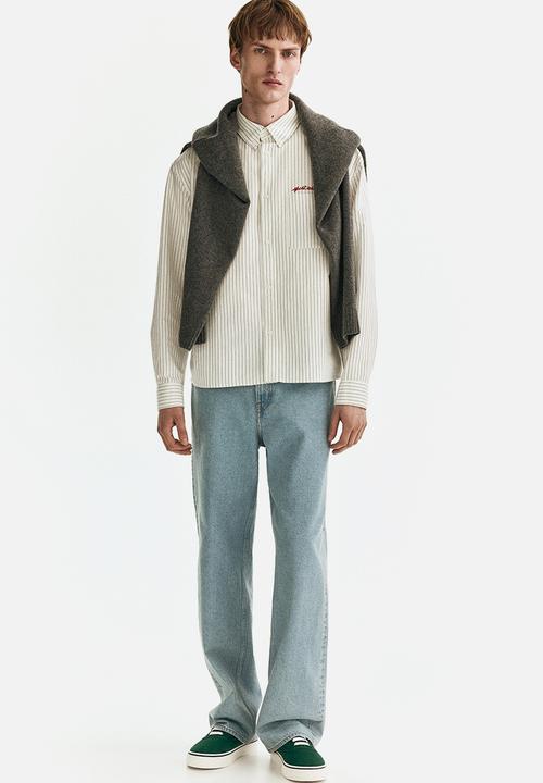 H&M - Loose fit oxford shirt - white/striped