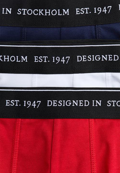 H&M - 3-pack coolmax? mid trunks - red/white/navy blue