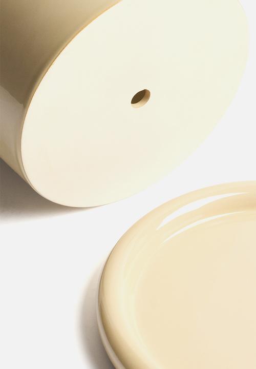 H&M - Large stoneware plant pot with saucer - light yellow