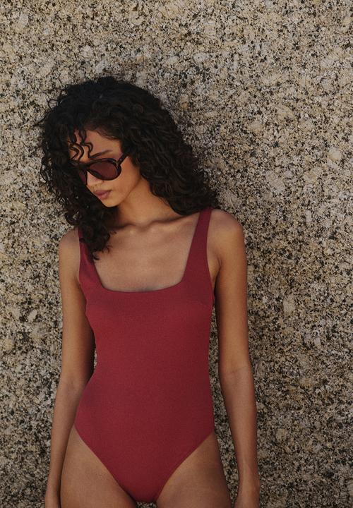 H&M - Padded-cup swimsuit - dark red