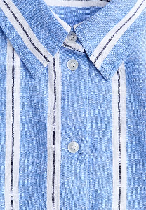 H&M - Oversized linen-blend shirt - blue/striped