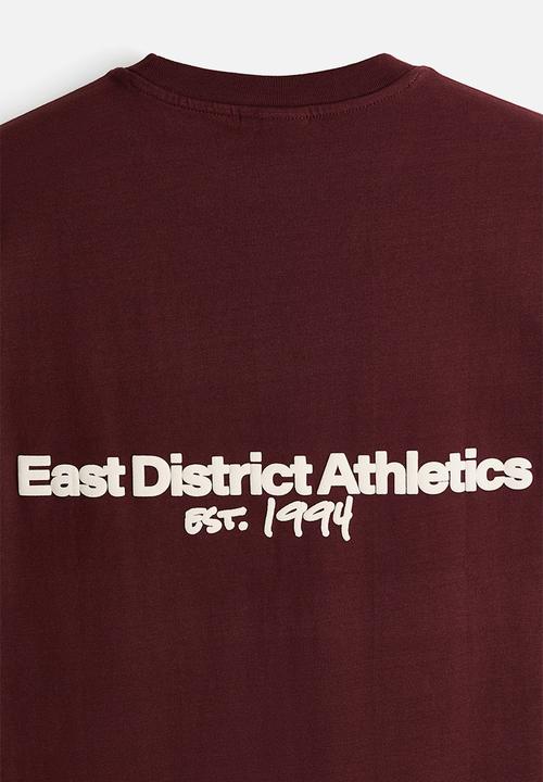 H&M - Loose fit printed t-shirt - burgundy/athletics