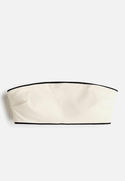 H&M - Padded bandeau bikini top - cream/black