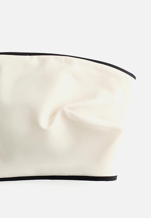 H&M - Padded bandeau bikini top - cream/black