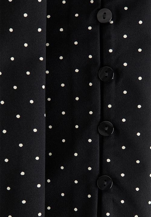 H&M - Collared button-front top - black/spotted