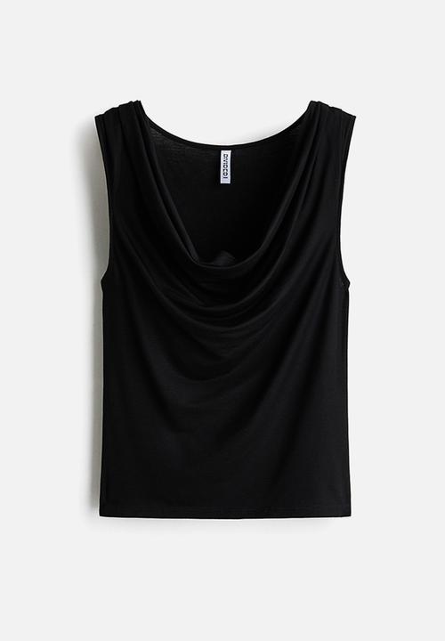 H&M - Cowl-neck jersey top - black