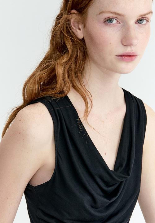 H&M - Cowl-neck jersey top - black