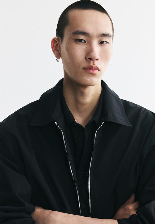 H&M - Collared cotton jacket - black