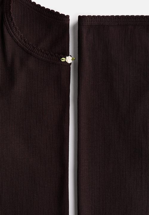 H&M - Ribbed jersey pyjamas - dark brown