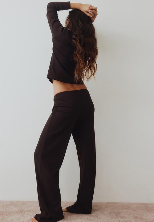 H&M - Ribbed jersey pyjamas - dark brown
