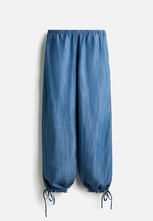 H&M - Drawstring-detail denim trousers - denim blue