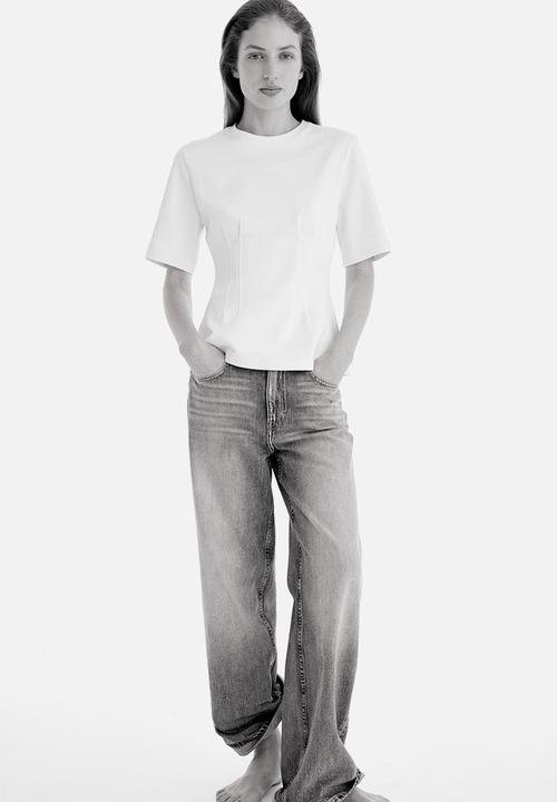 H&M - Waisted interlock t-shirt - white
