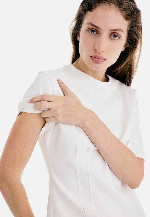H&M - Waisted interlock t-shirt - white