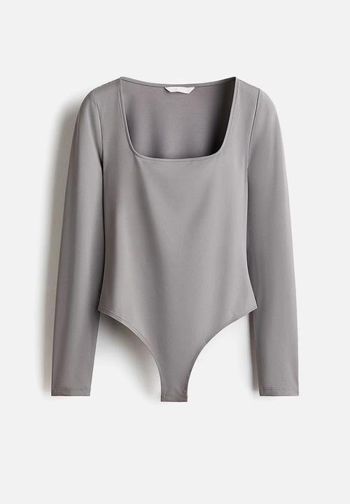 H&M - Long-sleeved thong body - grey