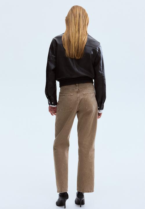 H&M - Straight high waist ankle jeans - beige
