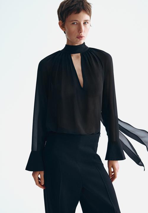 H&M - Scarf-collar blouse - black