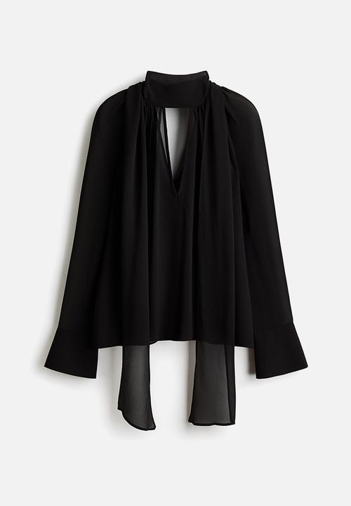 H&M - Scarf-collar blouse - black