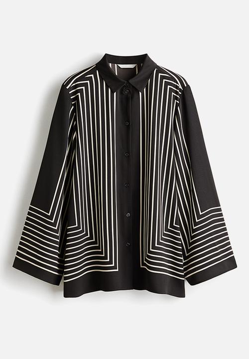 H&M - Oversized shirt - dark brown/striped