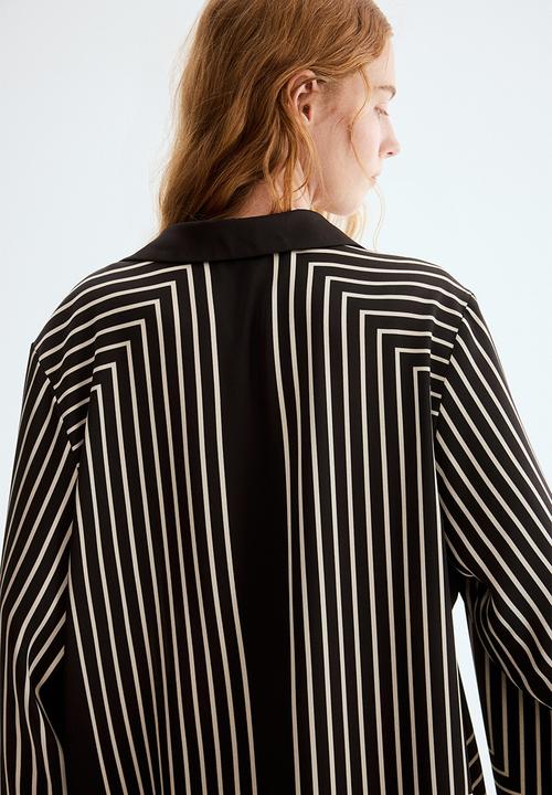 H&M - Oversized shirt - dark brown/striped
