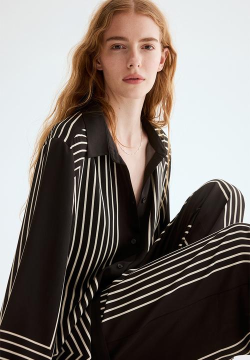 H&M - Oversized shirt - dark brown/striped