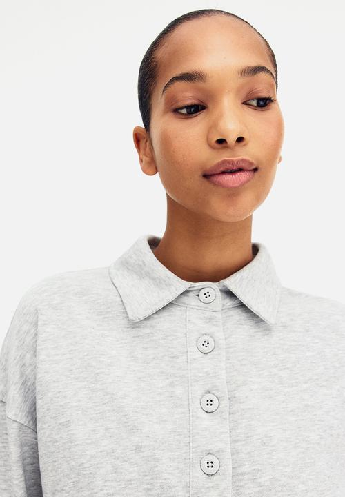 H&M - Collared sweatshirt - light grey marl