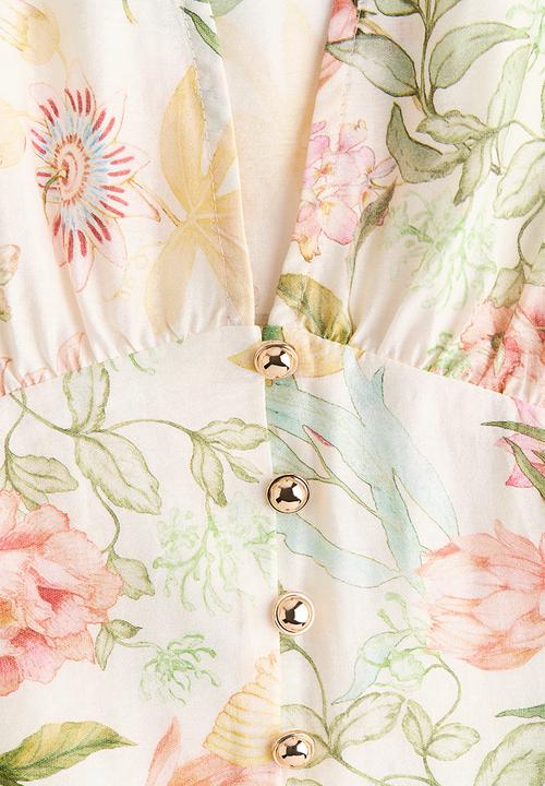 H&M - V-neck blouse - cream/floral