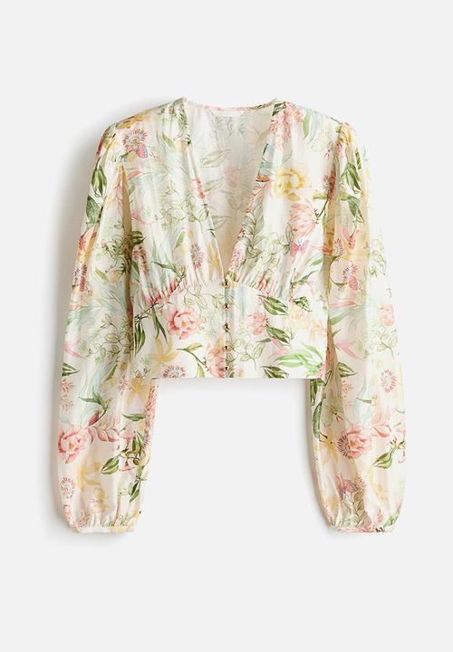 H&M - V-neck blouse - cream/floral
