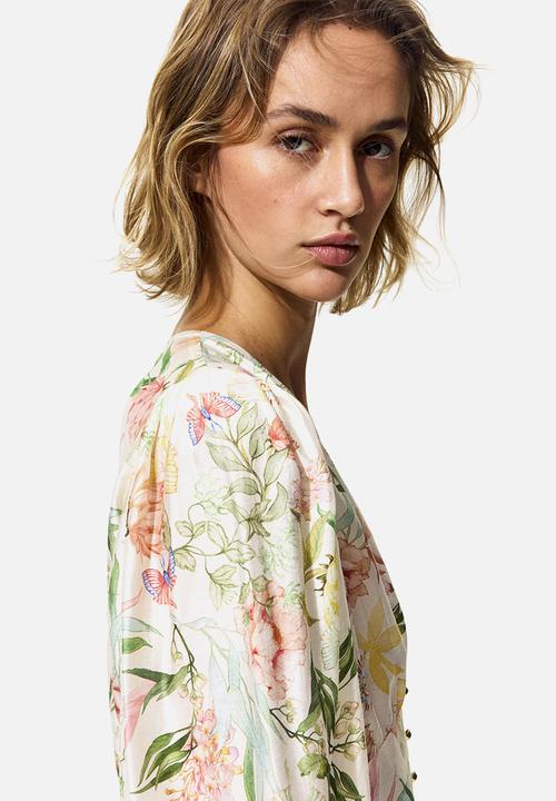 H&M - V-neck blouse - cream/floral