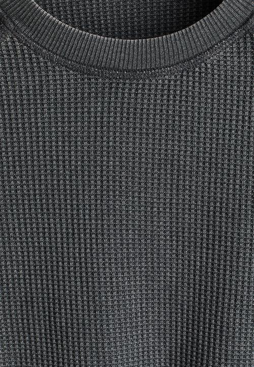 H&M - Regular fit long-sleeved waffled top - dark grey