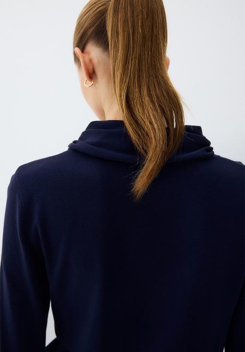 H&M - Scarf-collar jumper - navy blue