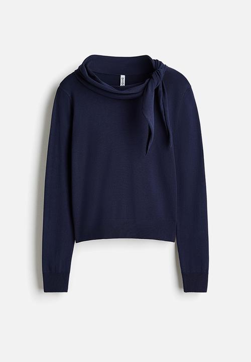 H&M - Scarf-collar jumper - navy blue