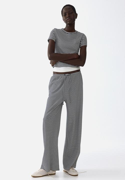 H&M - Ribbed t-shirt - navy blue/striped