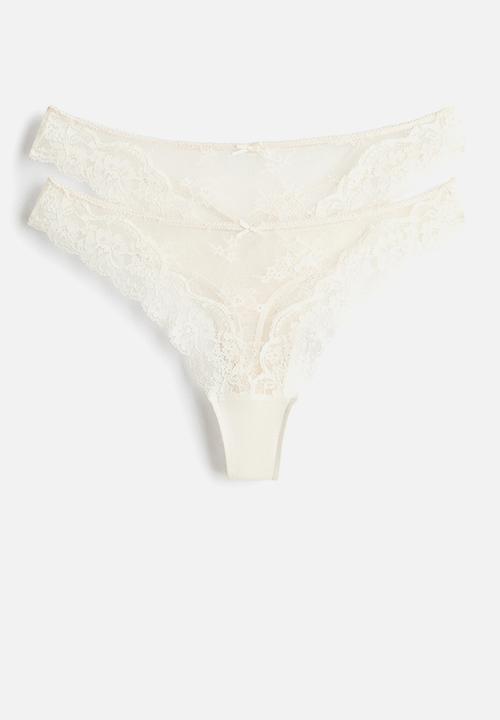 H&M - 2-Pack lace thong briefs - ivory