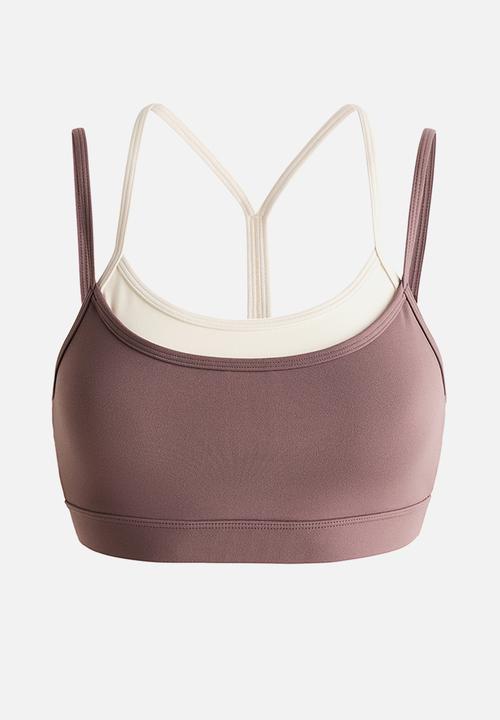 H&M - Sports bra with softmove™ - light truffle/colour block