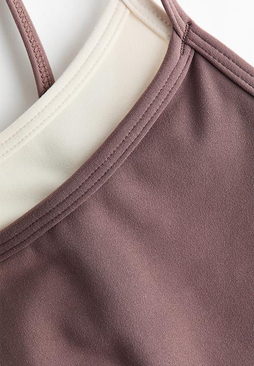 H&M - Sports bra with softmove™ - light truffle/colour block