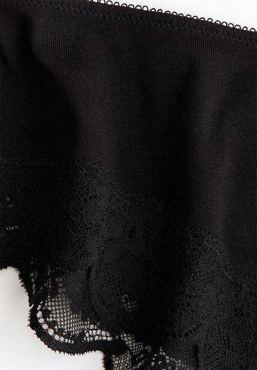 H&M - 2-pack lace-trimmed hipster briefs - black