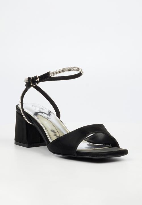 Butterfly Feet - Alaine 1 diamante ankle strap heel - black
