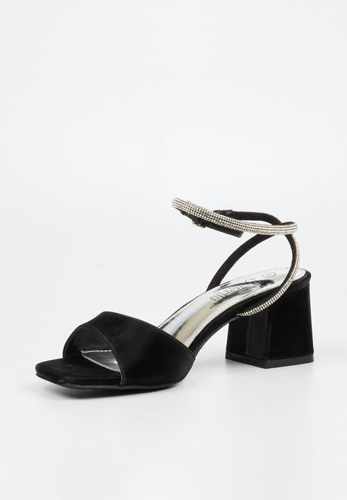 Butterfly Feet - Alaine 1 diamante ankle strap heel - black