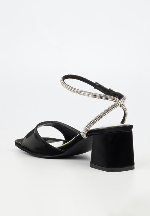Butterfly Feet - Alaine 1 diamante ankle strap heel - black