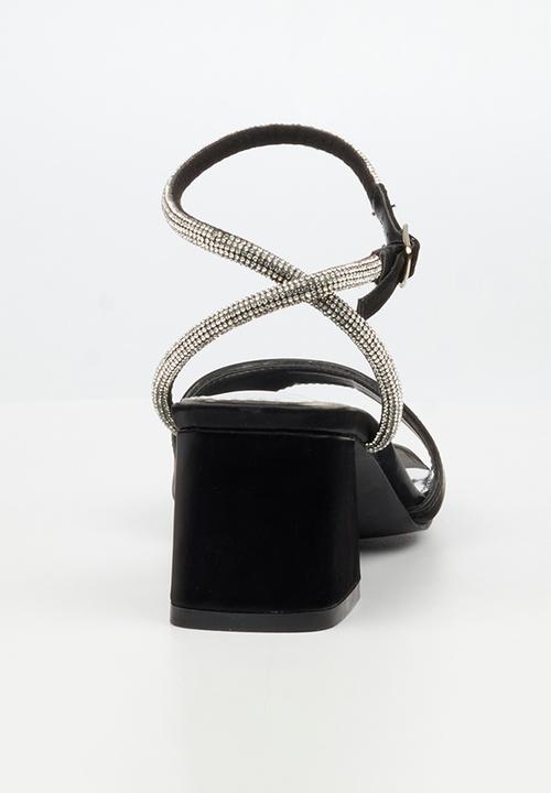 Butterfly Feet - Alaine 1 diamante ankle strap heel - black