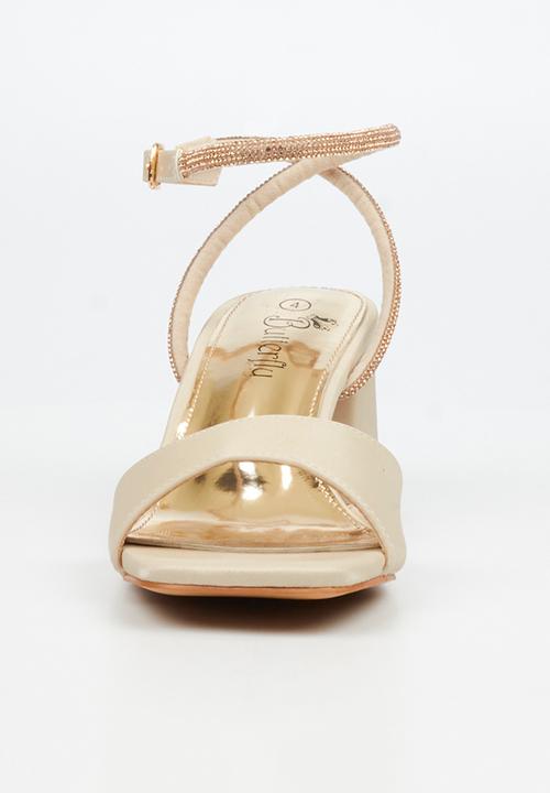 Butterfly Feet - Alaine 1 diamante ankle strap heel - champagne