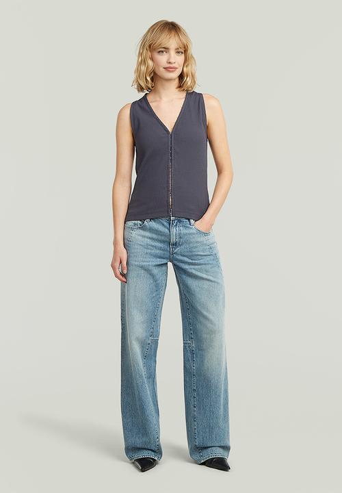 G-STAR - Hook & eye slim rib s\l t wmn - petrol