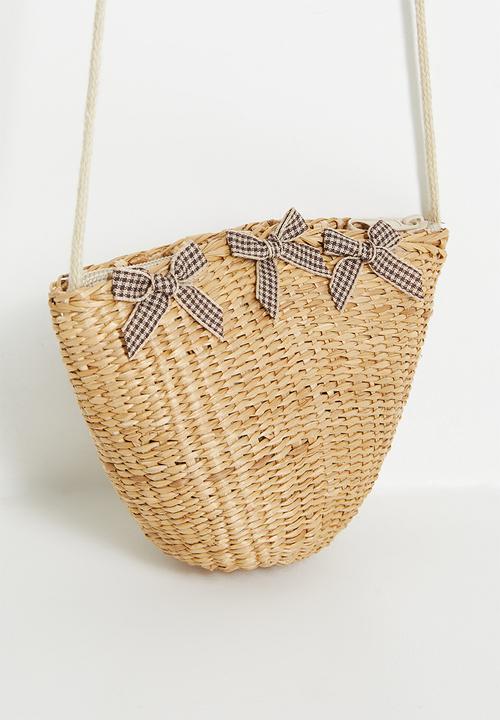 Pop Candy - Bow adorned straw bag - natural/brown