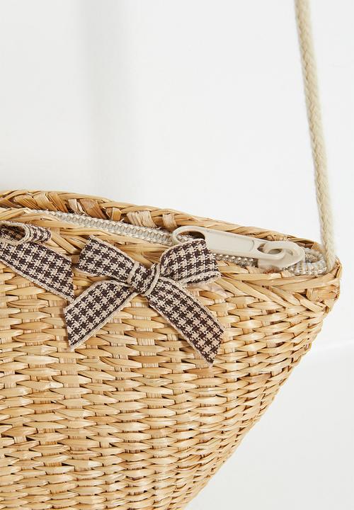 Pop Candy - Bow adorned straw bag - natural/brown