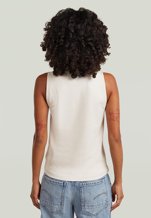 G-STAR - Hook & eye slim rib s\l t wmn - whitebait