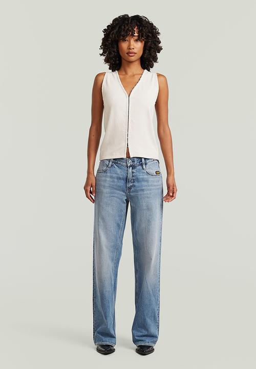 G-STAR - Hook & eye slim rib s\l t wmn - whitebait